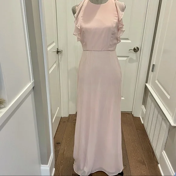 DESSY BRIDAL COLLECTION Chiffon, Lined,Blush Pink Bridesmaids Dress Size 4R - Picture 1 of 5